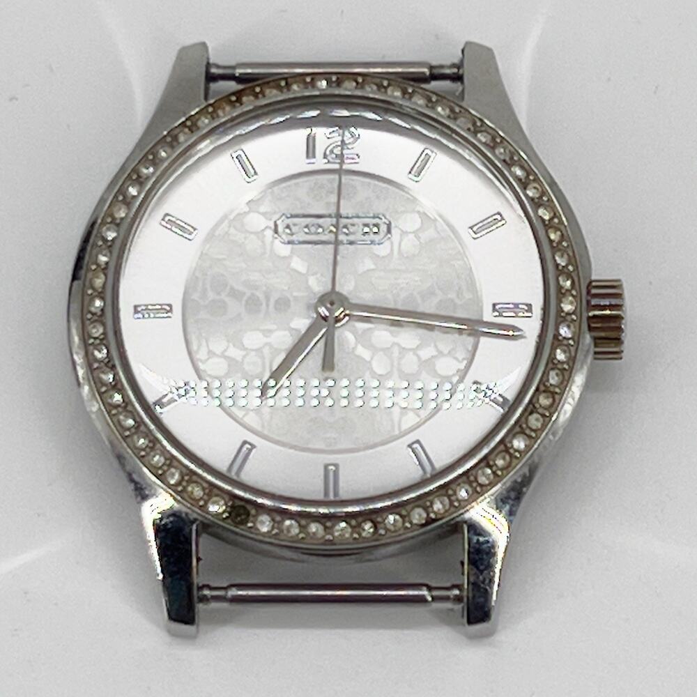 Coach Women’s Watch Silver Tone Crystal Bezel Signature C Dial
